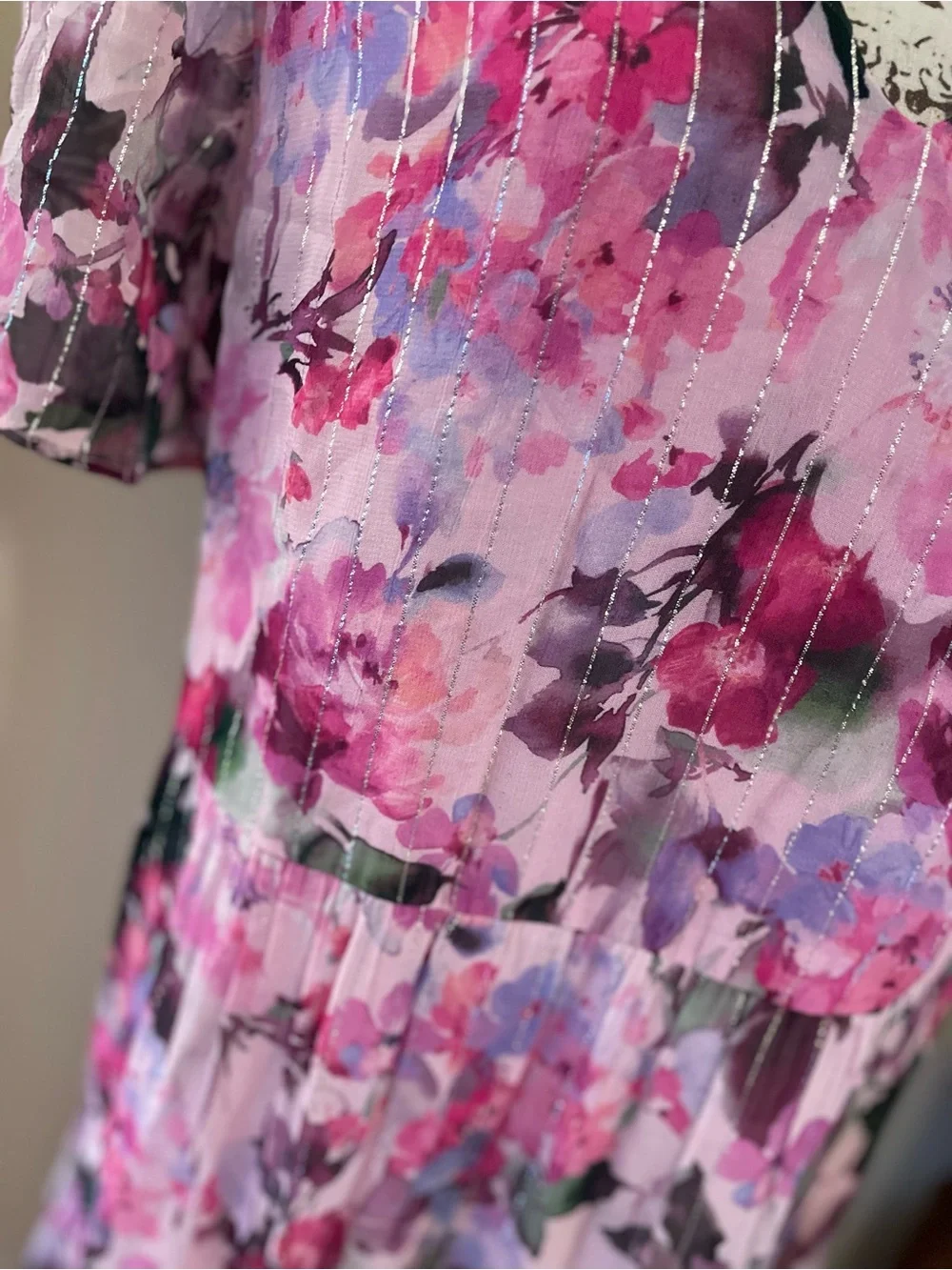 Soft Surroundings Pink Garden Romantic Tiered Santhia Maxi Dress ~ L ~ NWT - Picture 5 of 10